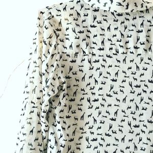 Xhilaration Safari Animal Print Button Down Top